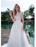Cap Sleeves Ivory Lace Glitter Tulle Adorable Wedding Dress
